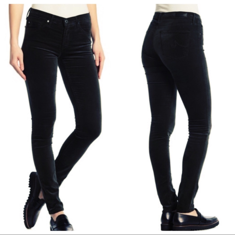 AG Adriano Goldschmied The Jegging Velvet Pants 27 Dark Gray Charcoal